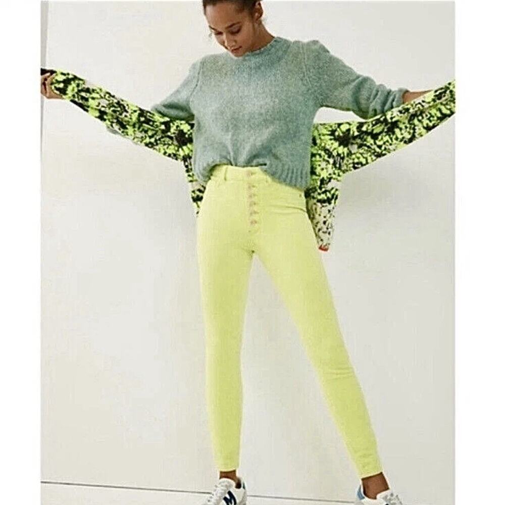 Anthropologie Neon Yellow Skinny Jeans